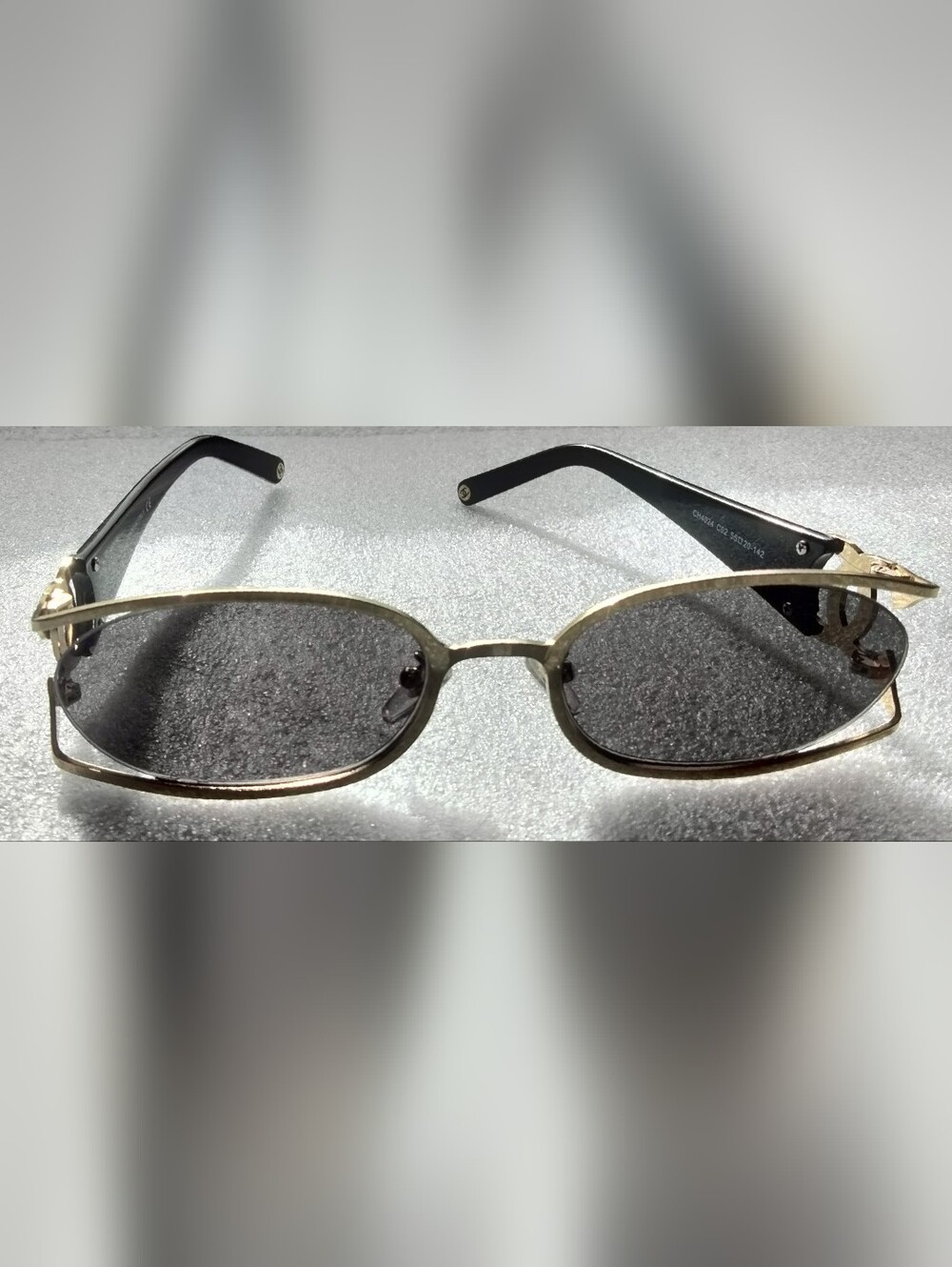 CHANEL Vintage Gold Tone Black Huge CC logo